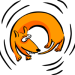 Dog chasing its tail.